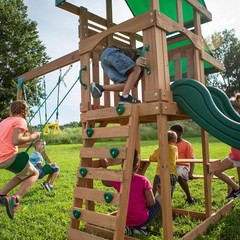 BACKYARD DISCOVERY TUCSON Cedar Wooden Swing Set Kids Outdoor Playground Slide