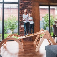 Montessori Climbing Set 3PC Kids Indoor Playground Triangle Arch Rocker Board