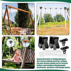 Heavy Duty a Frame Swing Set Bracket Kit Include 2 Brackets & 2 Swing Hangers wi