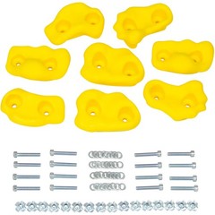 SWING SET STUFF SMALL TEXTURED ROCK HOLDS SET OF 8 MOUNTING HARDWARE YELLOW 0014