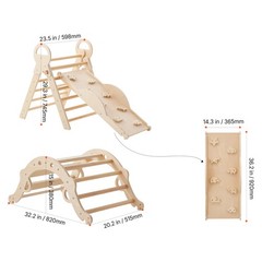 Uimoso 9-in-1 Wooden Toddler Climbing Set with Cars and Triangle Design