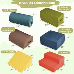 6 Pcs Toddler Climbing Blocks with Handles Chenille Fabric Cover Corner Play Gym