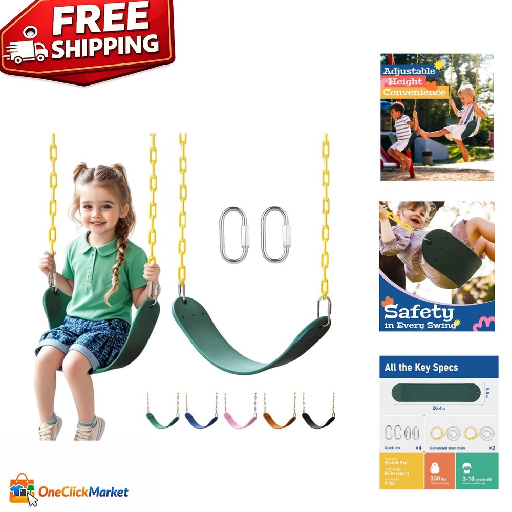 Kids Outdoor Swing Seat – Supports 330 lbs with 66″ Rust-Resistant Chains