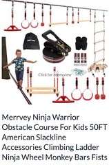 Merrvey Ninja Warrior Obstacle Course for Kids 50FT American Slackline