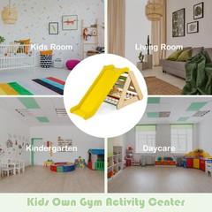 4 in 1 Wooden Climbing Set w/ 3-Side Triangle Climber & Sliding Board Multicolor