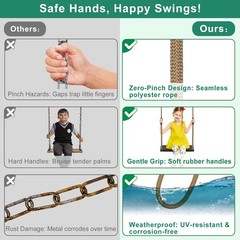 Heavy Duty Swing Seat with Adjustable Rope, 300lbs Capacity Non-Slip Plastic …