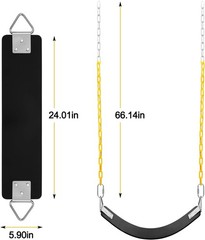Swing Set Seat W/ 66 Inch Anti-Rust Chains Thermoplastic Coated Support 250lb