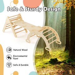 Pikler Triangle Set 7 in 1 Climbing Toys for Toddlers 1-3 Inside Foldable Woo…