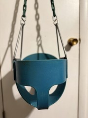 Commercial Full Bucket Toddler Swing Seat with Safe Plastic Coated Chains Blue