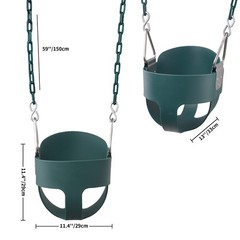 Toddler Swing, 59″ Coated Heavy-Duty Iron Chains Baby Swing Outdoor, High Bac…