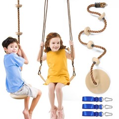 Tree Swing Climbing Rope 2 Pack Multicolor with Platforms Red Medium, Khaki