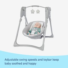 Graco Slim Spaces Compact Baby Swing, Space 39 x 23.25 x 35 Inch, Reign