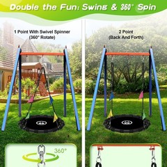 48 Inch Saucer Swing for Kids & Adults, 900lbs Weight Capacity Heavy Duty Tre…