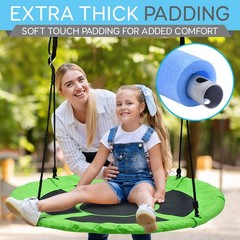 SereneLife Saucer Swing with Tree Hang Kit, 40” Outdoor 40″ Saucer, Green
