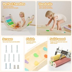 Pikler Triangle Set, 7-in-1 Foldable Climbing Toys, Indoor Playground for , M…