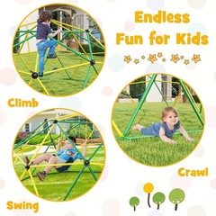 Costway 10 FT Climbing Dome with Swing Outdoor Kids Play Jungle Gym