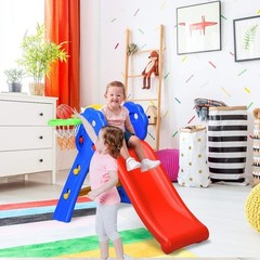 Tobogán de plástico para niños de interior (barandilla floral+aro de baloncesto)