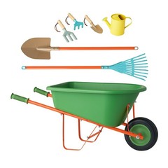 Wheelbarrow Gardening Playset 7 pc Green