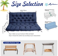Porch Swing Cushions 60x40x4.7 Inch, 2-3 Seaters Swing Cushions for Outdoor Furn
