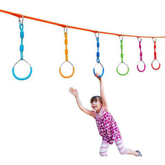 2-Pack Ninja Rings Obstacle Course Swing Set, Red Plastic Rings with Carabiner,