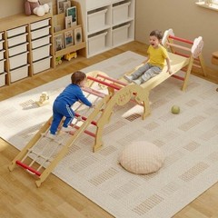 4 in 1 Toddler Climbing Toys Indoor with Ramp,Arch and Ladder for 1-3 Baby Wood
