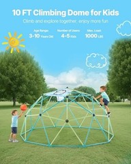 Climbing Dome, 10FT Geometric 10FT Blue&green with Basketballs & Octopus Net