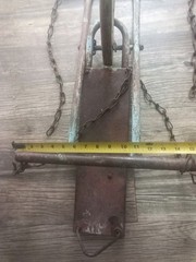 ANTIQUE Metal Play Swing Horse Head Chains Rustic Outdoor Play RARE 30″x18″x14″