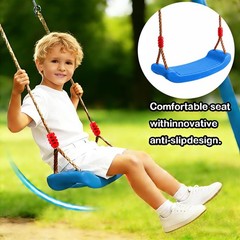 OYE Hard Plastic Non-Slip Heavy Duty Kids Swing Seat w/ Adjustable Rope, Blue