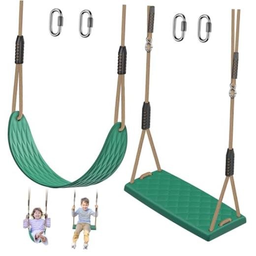 Heavy Duty Swing Seats for Kids & Adults, Non‑Slip Green Swing Seat, 2 Pack