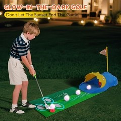 Toddler Golf Set with Bag, 3-8 Kids Set with Automatic Ball Return, Mat, LED…