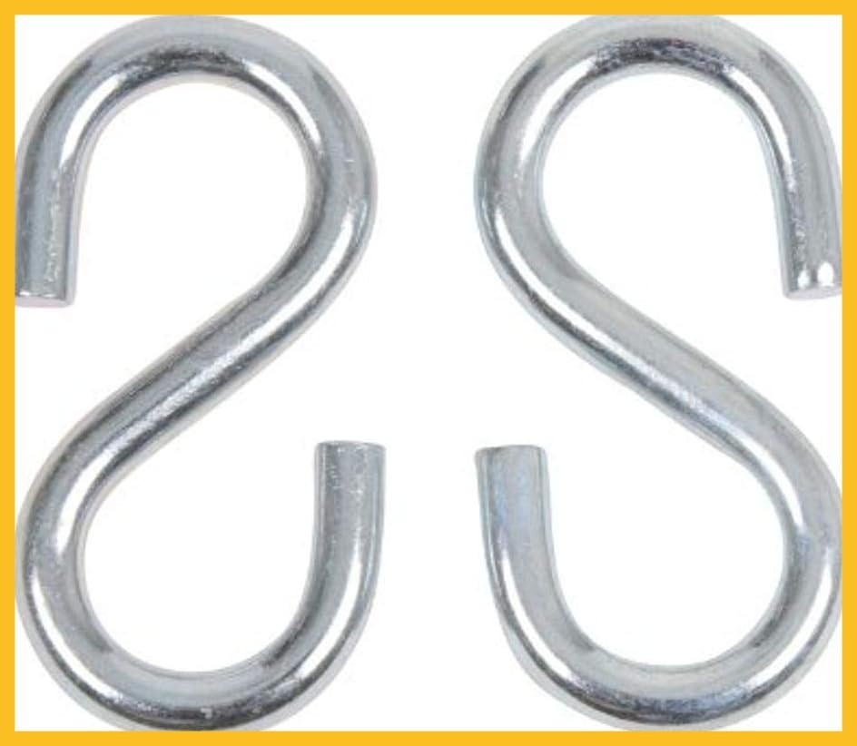 Swing Set S-Hook 3/8 inch x 4 inch Large End Heavy Duty Connector 2-Pack