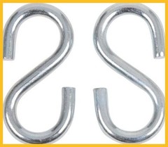 Swing Set S-Hook 3/8 inch x 4 inch Large End Heavy Duty Connector 2-Pack
