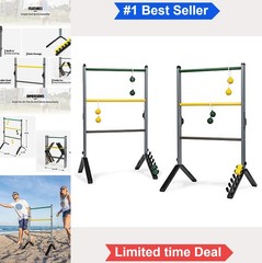 Steel Ladderball Set 2 Ladders 6 Bolos Built-In Scoring System Backyard Yard