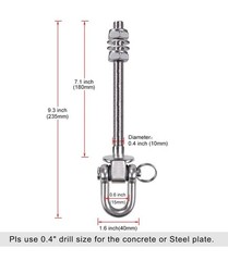 Seleware Set of 6 Swing Hanger, Swing Bolts M10 x 9.3″Stainless Steel Heavy Duty