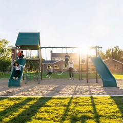 New Lifetime Big Stuff Deluxe Swing Set + 2 Slides, Monkey Bars Outdoor Kids Fun