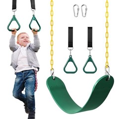 Toddler Swing & Gym Rings – Swing Set Accessories with Snap Hooks, 2 Green2
