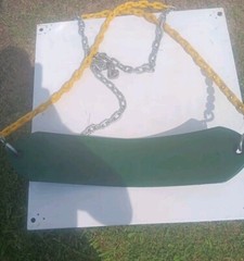 (04-0002) Deluxe Swing Belt-Green with Yellow Coated Chains-225 Weight Limit