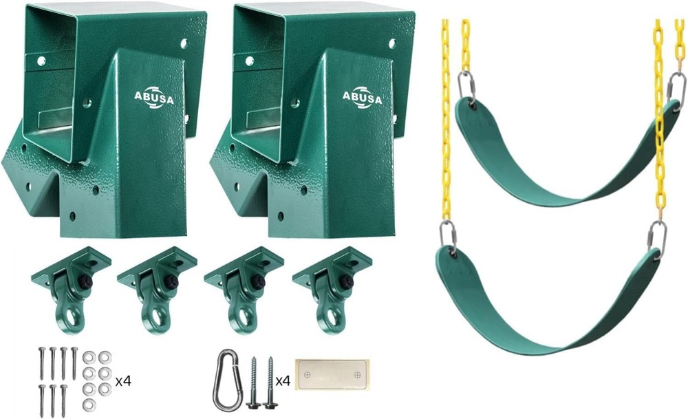 Green A Frame Swing Set Brackets with 2 Seats