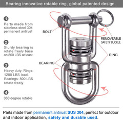 Swing Swivel with 2 Bearing, 360° Rotation, 770LB Capacity, Safest Rotational De