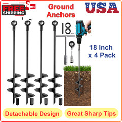 Ground Anchors Heavy Duty, Swing Set Anchor Kit 18 Inch 4 Pack Screw in Anchors