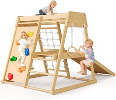 6-in-1 Kids Wooden Climber Playset Jungle Gym Toys for Toddlers & Playground