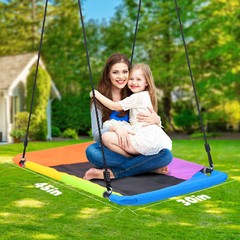 700lbs 9.5ft Heavy Duty Large Metal Swing Set Kids Adults Backyard with 3 Swings