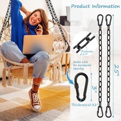 4 Pack 25in Heavy Duty Swing Chains with 8 Carabiners, Black Stainless Steel …
