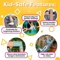 Durable Appleton Wooden Swing Set with Slide, Rock Wall & Chalkboard for Kids