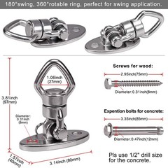 Swing Hanger with Bearing Swivel 800LB Capacity Stainless Steel Ceiling Mount…