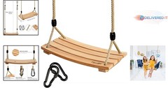 Wood Tree Swing Kids Adults Outdoor Adjustable Load 220 Lbs Backyard Fun