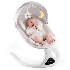 Electric Baby Swing Remote Control 5 Speeds Detachable Seat Grey 0-12M