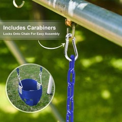 Baby Swing High Back Toddler Bucket Seat w/ Coated Chains & Carabiner, Blue