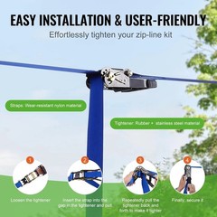 Kids & Adults 52 ft Zip Line Kit – Safe Backyard Fun with Swing Seat & Handlebar