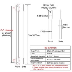 39.4″/100cm Bronze Garden Swing Bars, Rectangular Metal Rods for Hanging Swin…